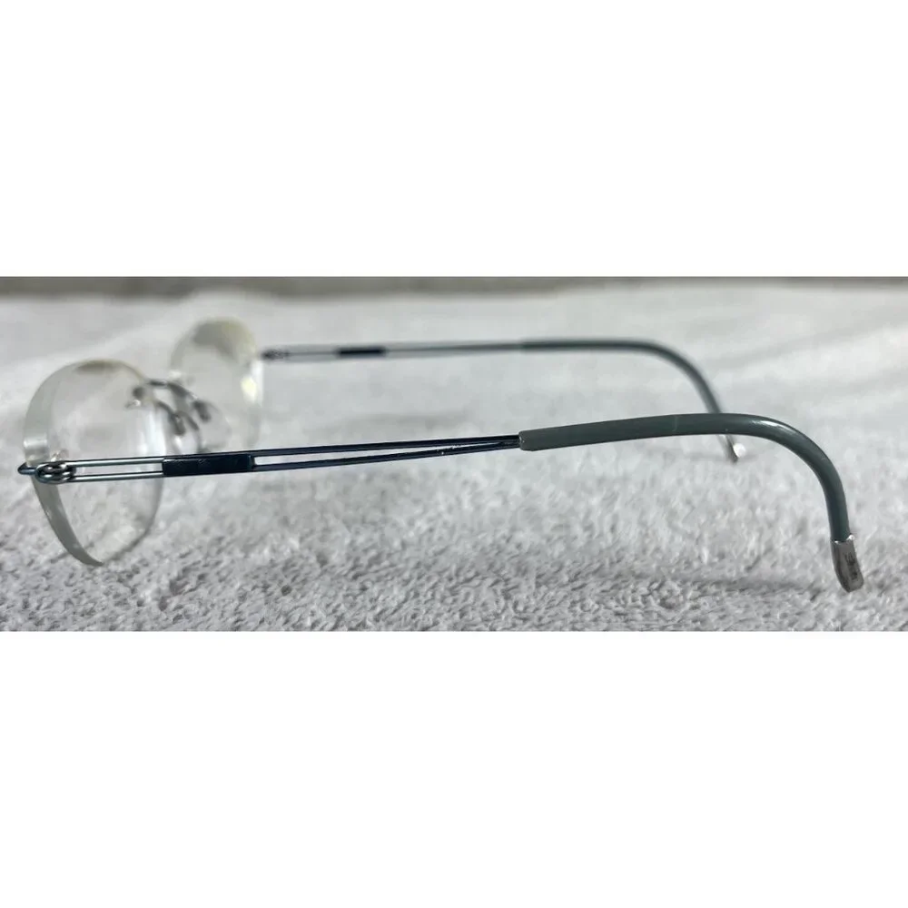 Silhouette 5521 FB 5040 Rimless Round Blue Gunmetal Eyeglasses Frames 52-17-140